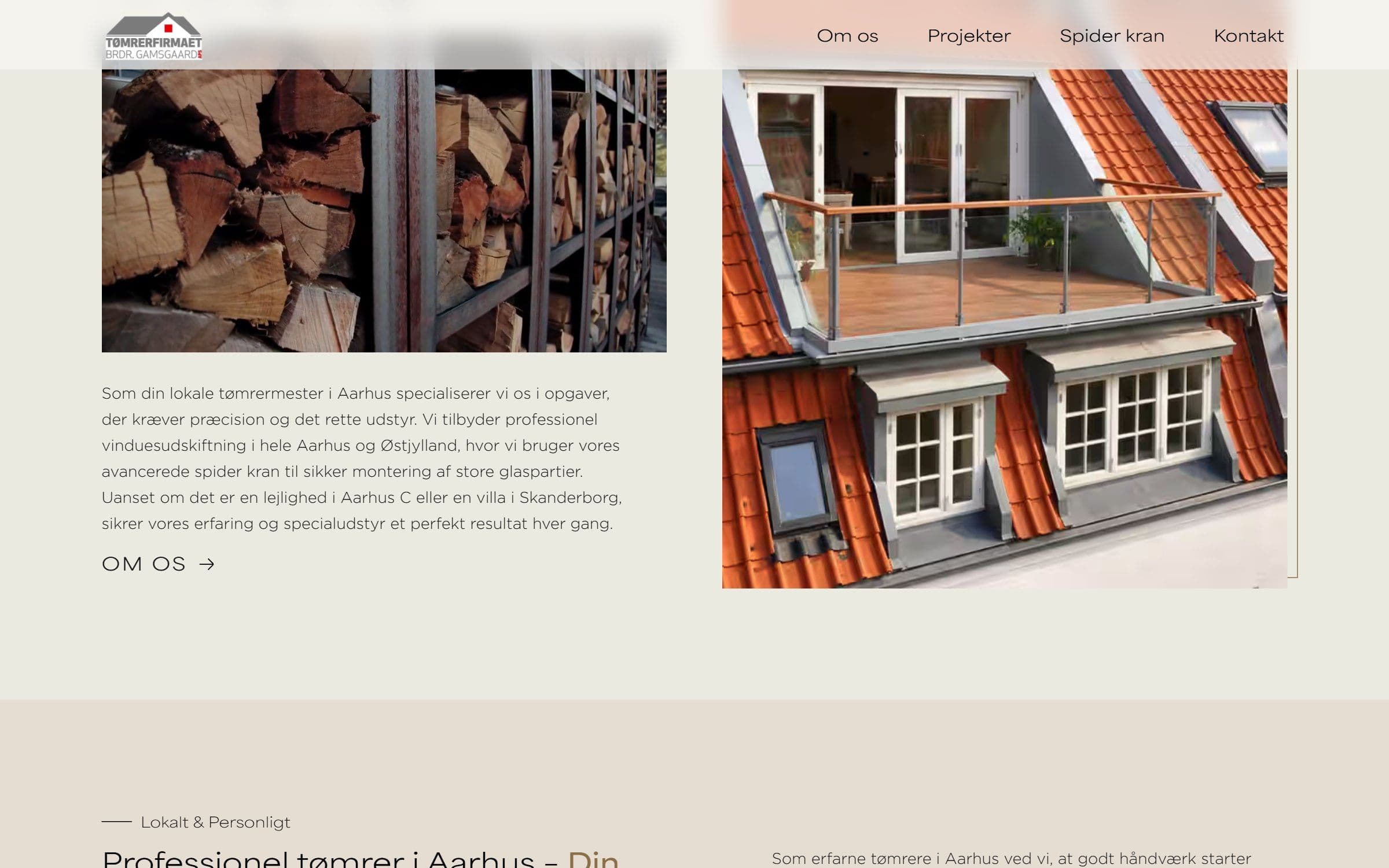 Forsidens sektioner, sat sammen af blokke i WordPress.