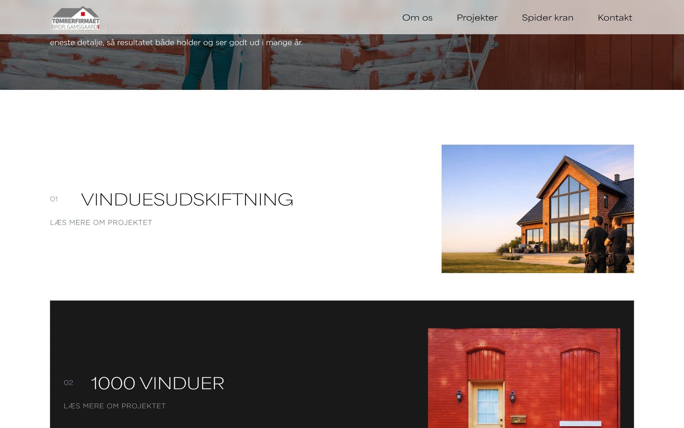 Projektoversigten — hvert projekt er sin egen indholdstype i WordPress.