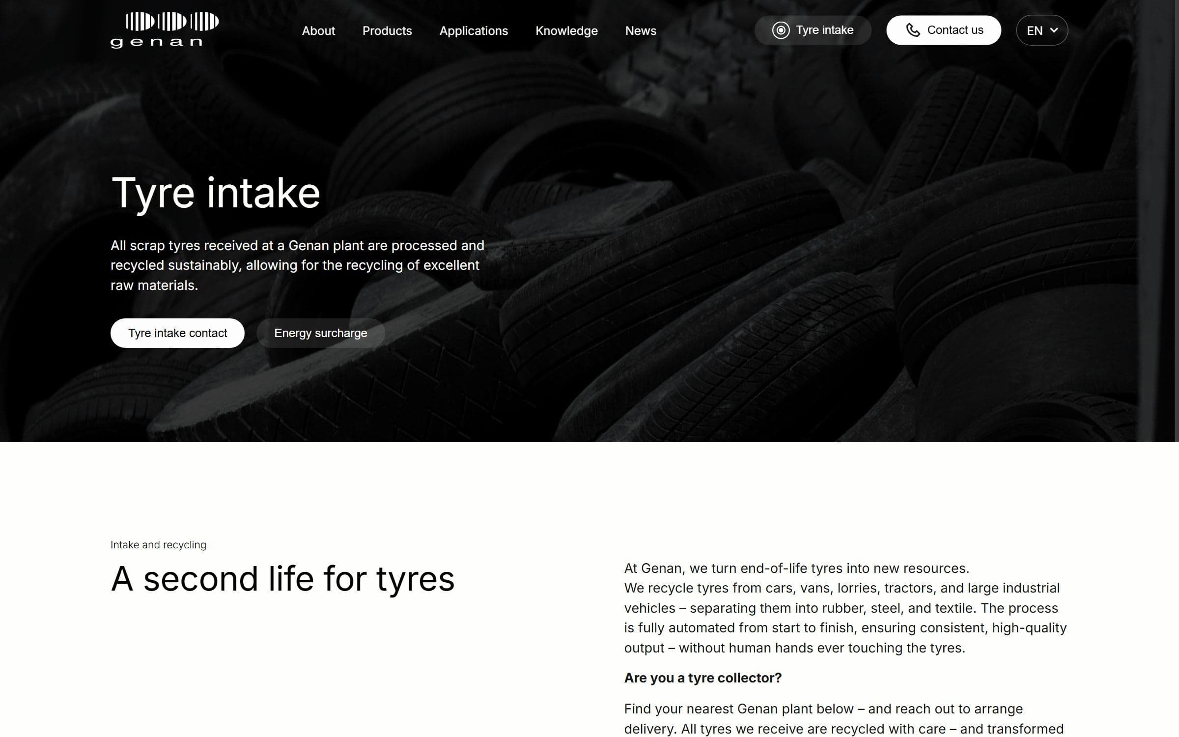 Tyre intake — indgangen for leverandører af brugte dæk.